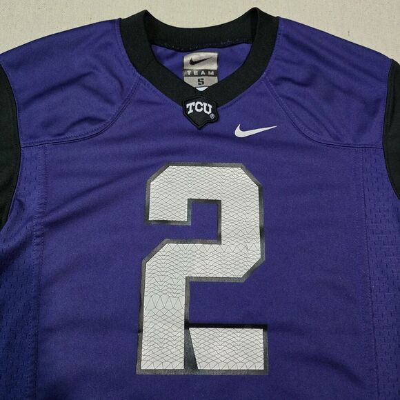 Nike Team TCU Horned Frogs FOOTBALL Jersey 2014-15 PURPLE/BLACK #2 Womens SMALL - Picture 4 of 6